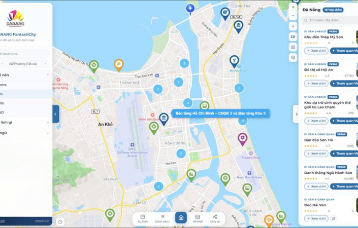 25+ Tính năng nổi bật trong bản đồ số du lịch Đà Nẵng