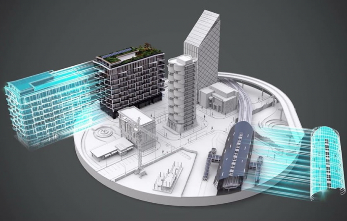BIM cung cấp thông tin công trình cho Digital Twin kết hợp dữ liệu, phân tích và dự báo.