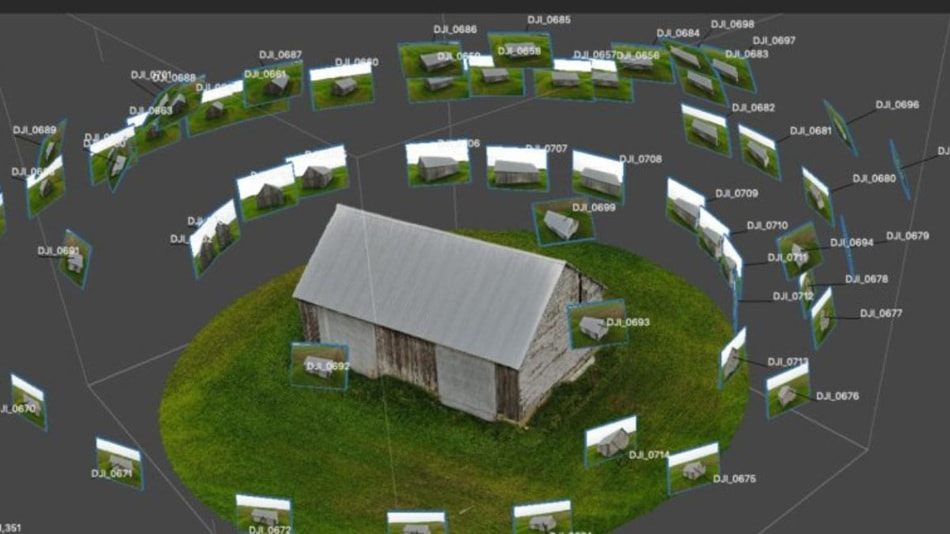 Minh họa quy trình photogrammetry, nhiều ảnh chụp từ các góc khác nhau